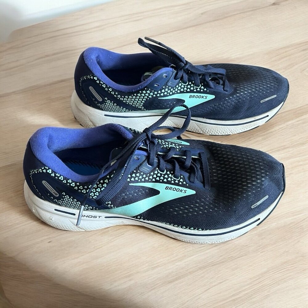 Brooks Ghost 14 Blue Purple Athletic Running Sneakers Women's Size US 10.5 Wide - Picture 1 of 7